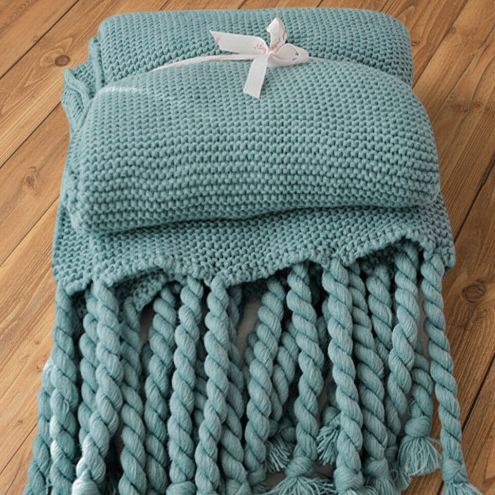 Teal Knit Blanket – Colorado Wood Floor