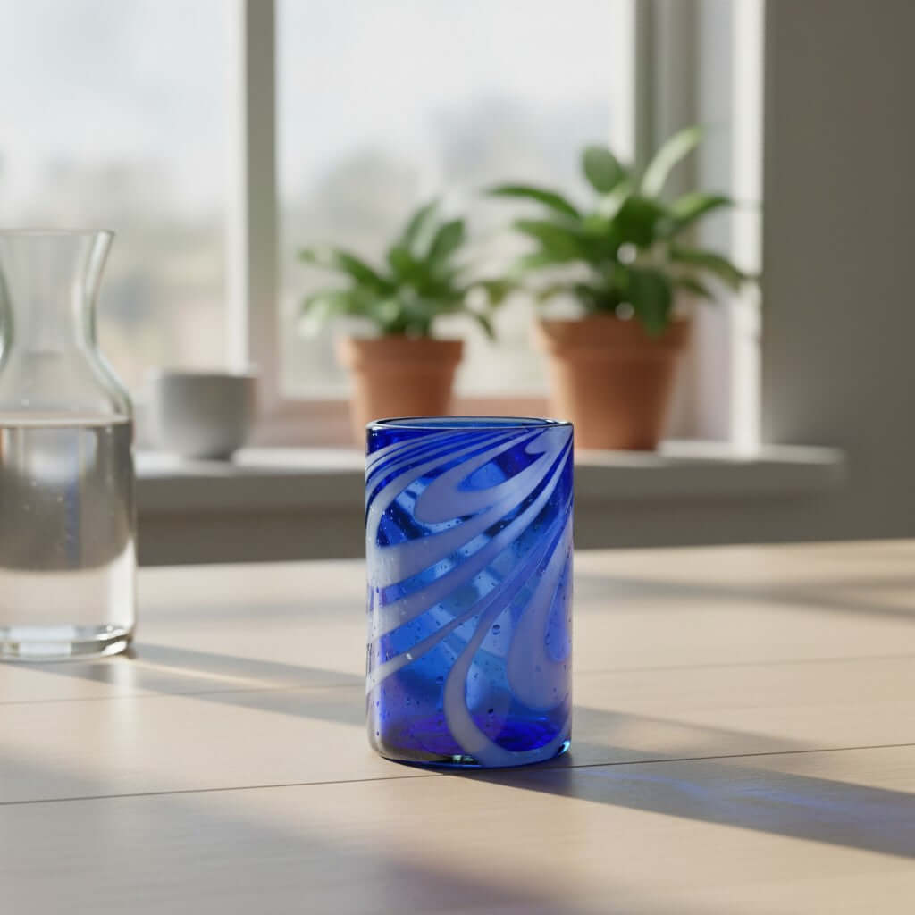 Blue Swirl Drinking Glass