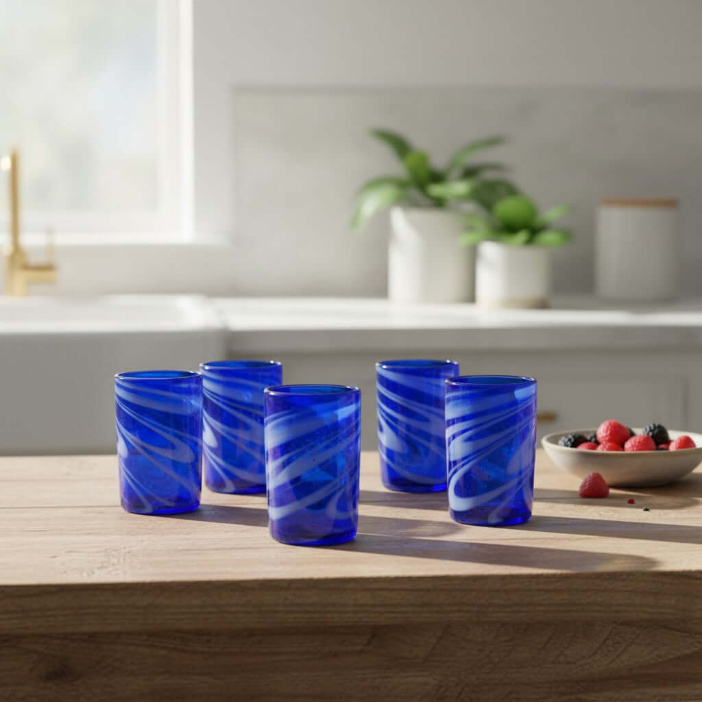 Blue Swirl Drinking Glass
