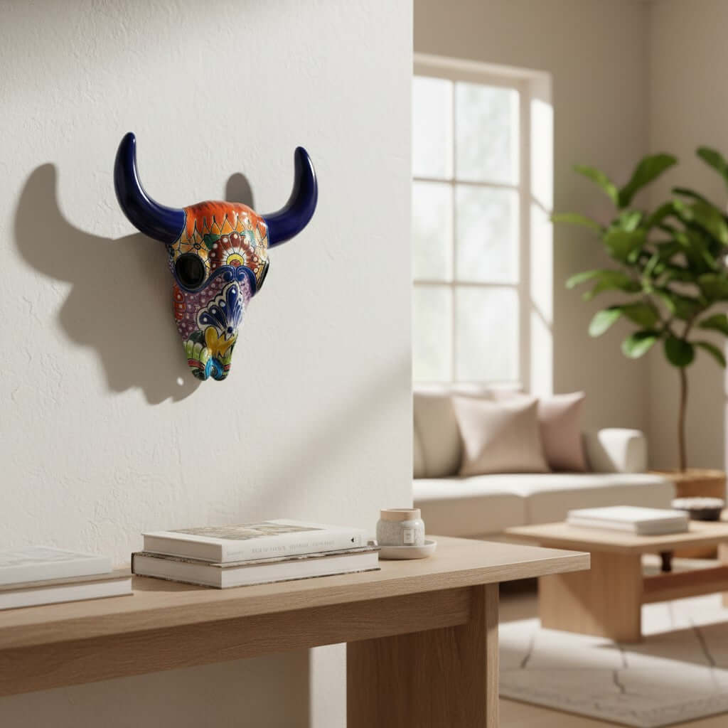 Talavera Bull Skull Wall Decor
