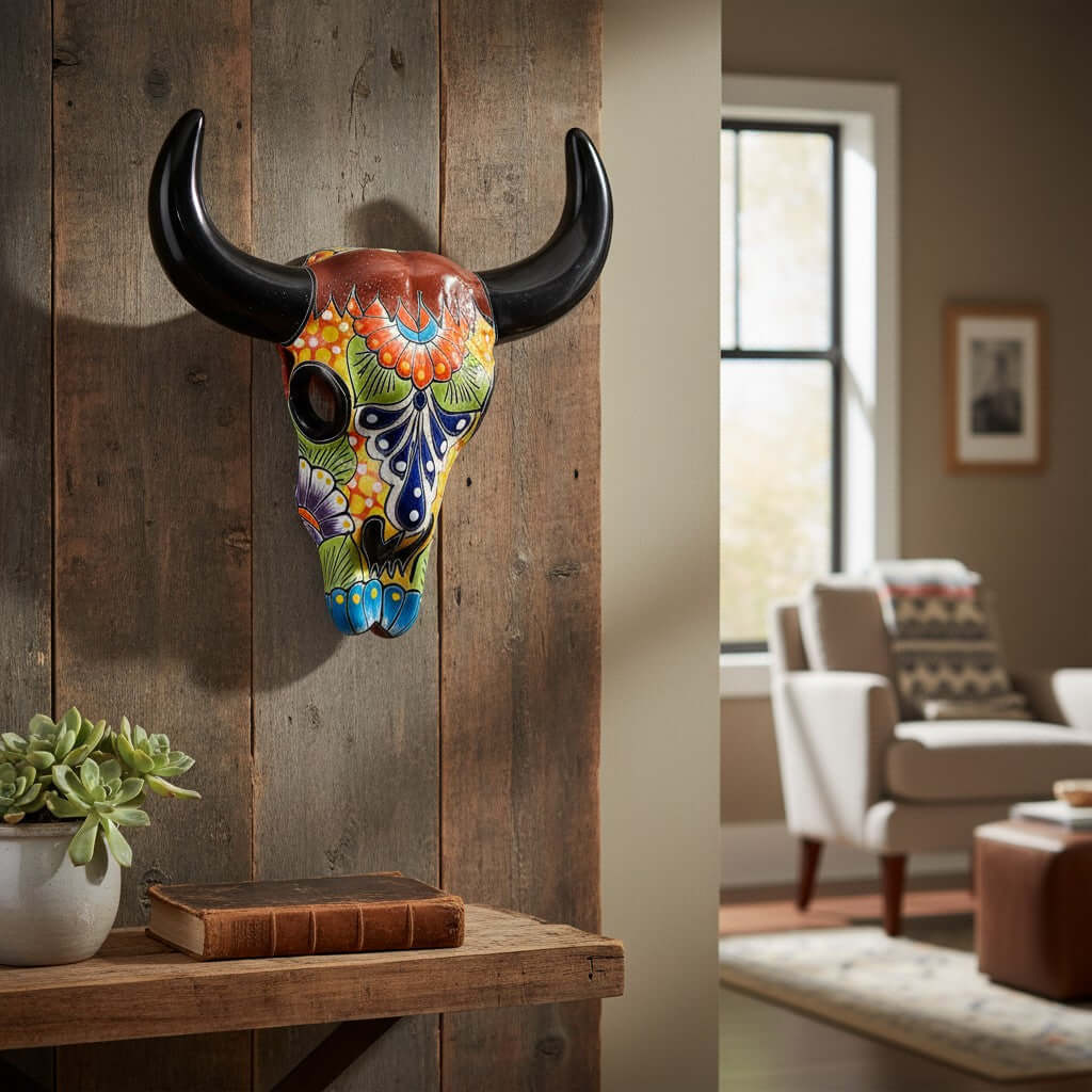 Talavera Bull Skull Wall Decor