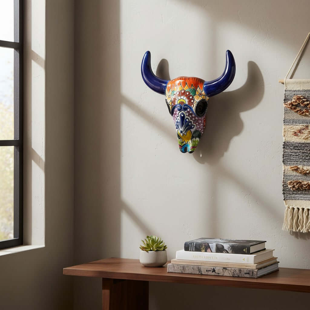 Talavera Bull Skull Wall Decor