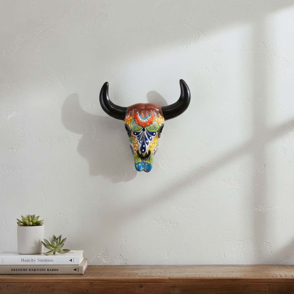 Talavera Bull Skull Wall Decor