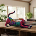 Alebrije Stretching Cat Figurine | Colorful Mexican Art