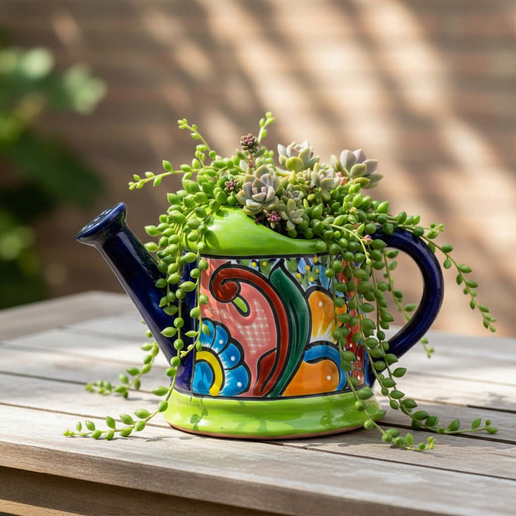 Talavera Watering Can Planter