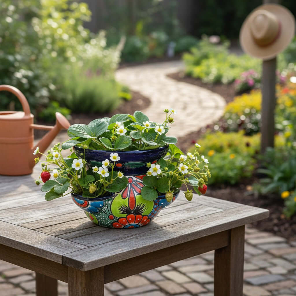 Talavera Strawberry Planter