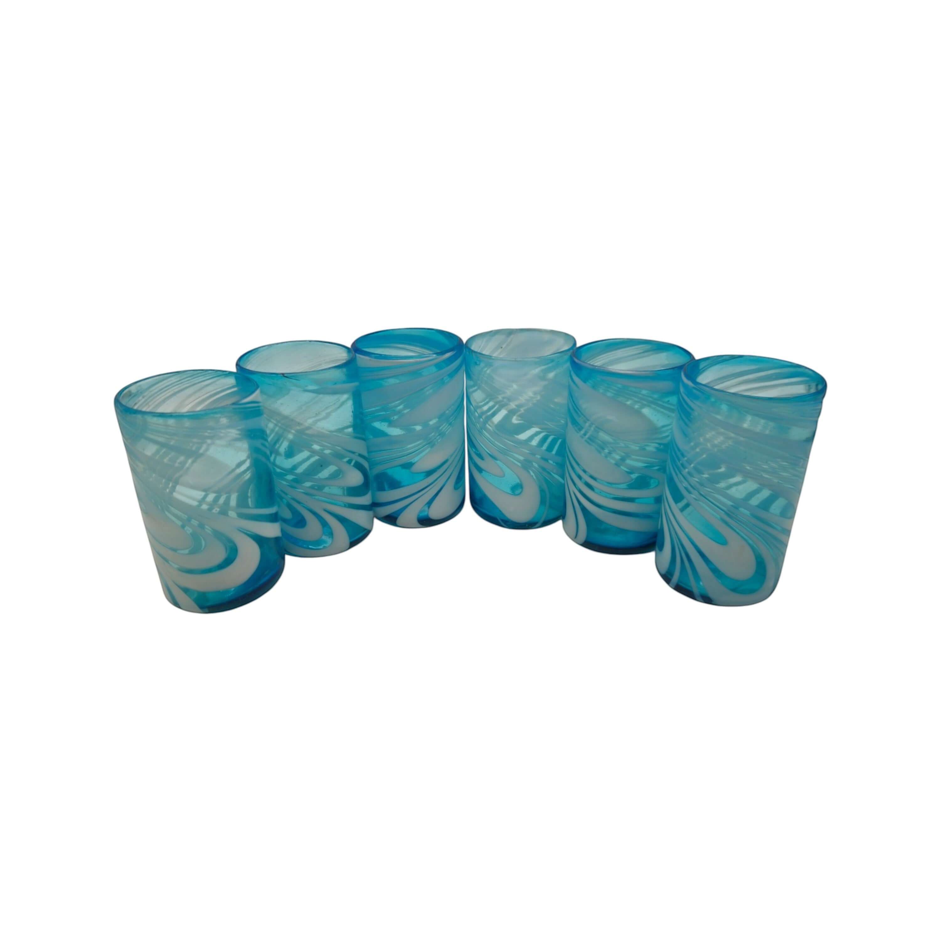 Teal Swirl Handblown Tumbler Glass