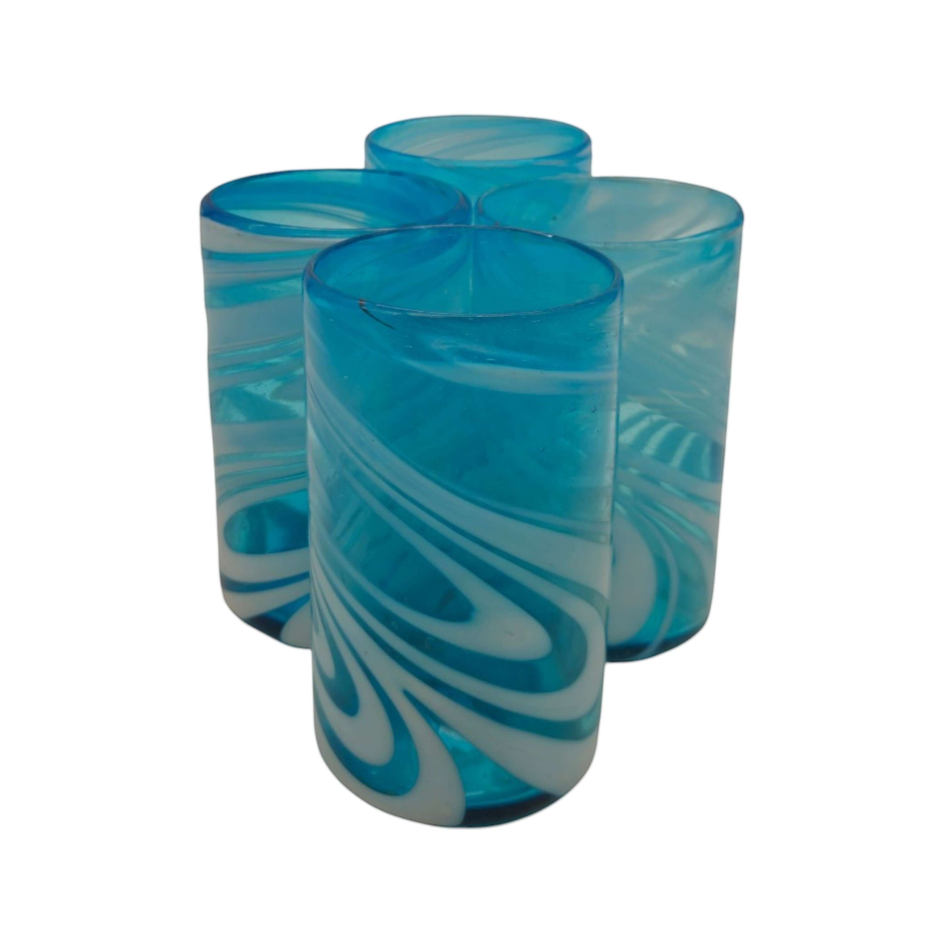 Teal Swirl Handblown Tumbler Glass
