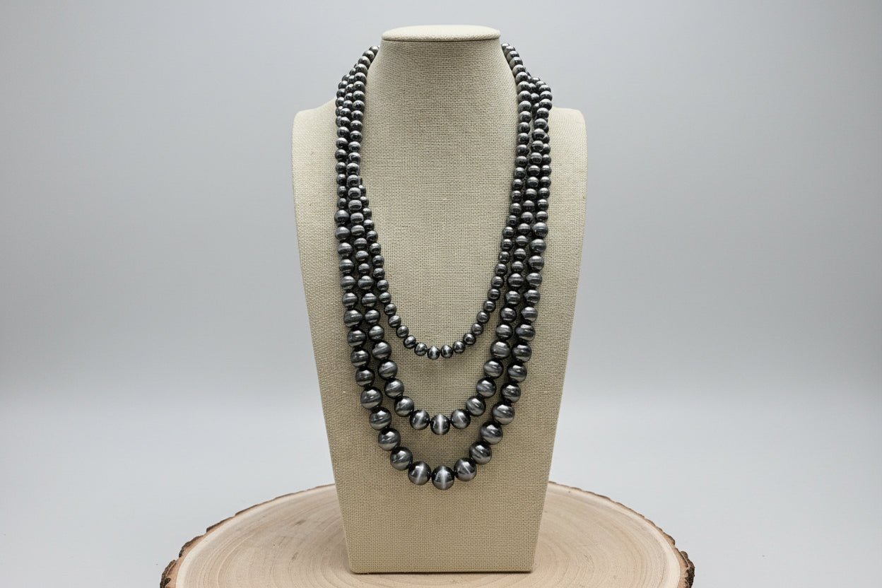 Triple-Strand Faux Pearl Necklace Set