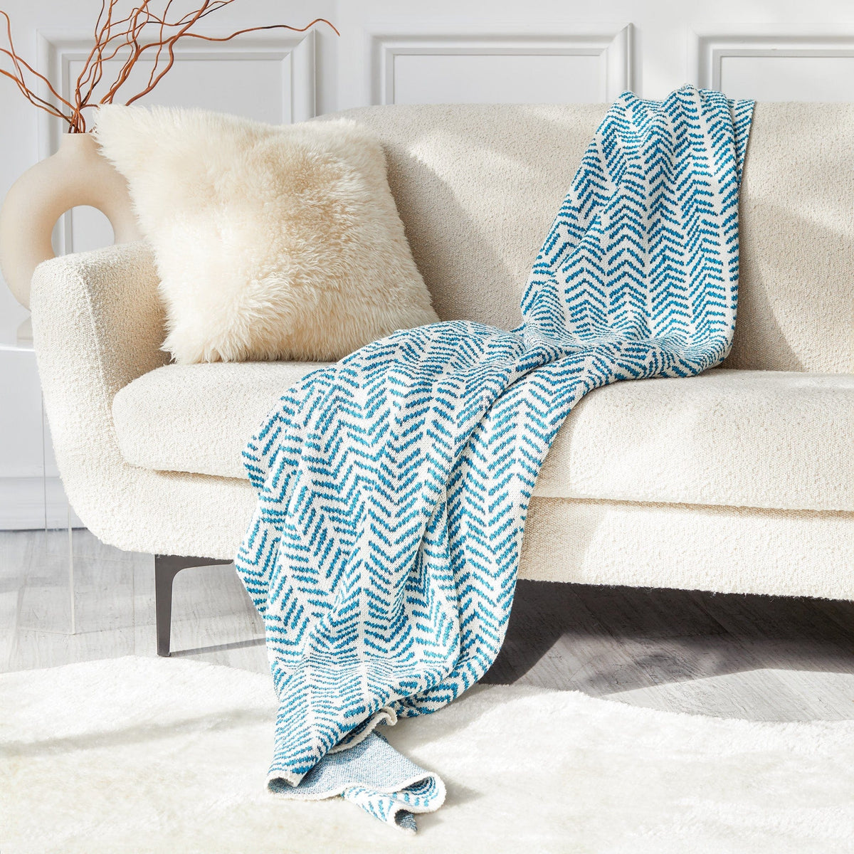 Ovarian Cancer - Cotton Sustainable Knit Warrior Throw Blanket Teal