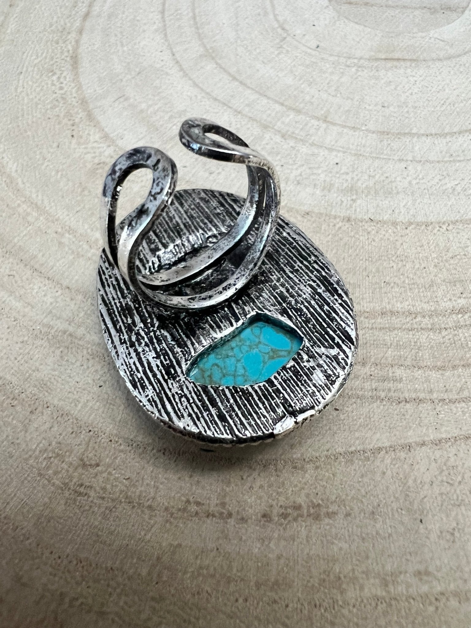 Buffalo Coin & Turquoise Adjustable Ring