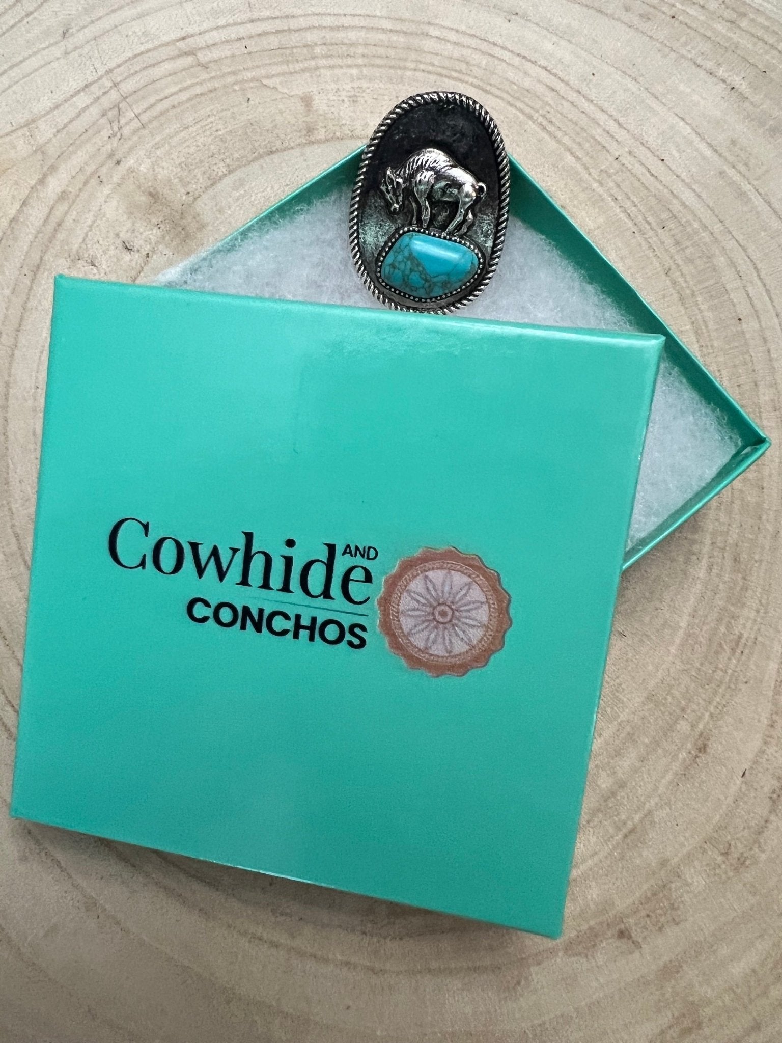 Buffalo Coin & Turquoise Adjustable Ring