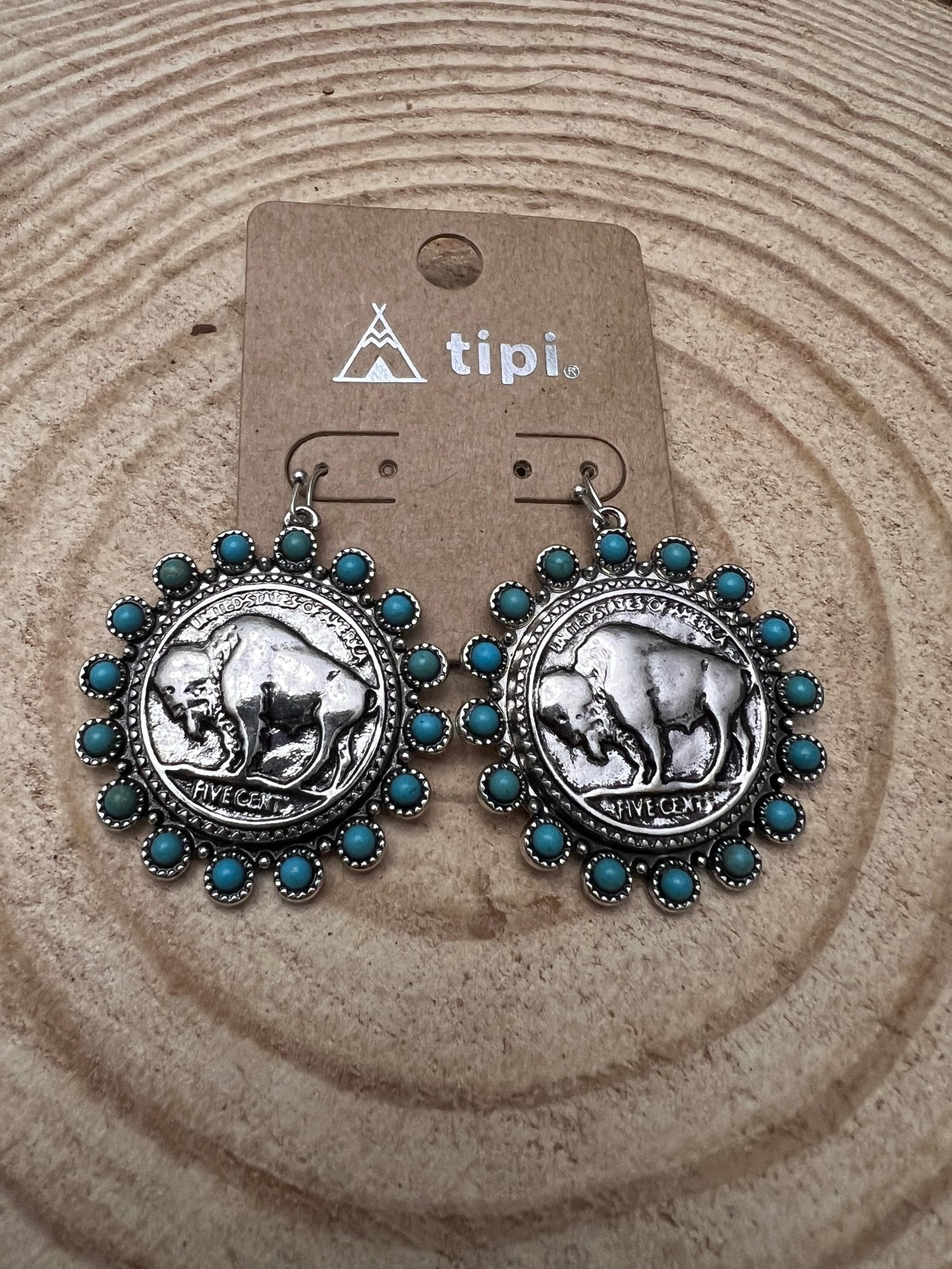 Buffalo Coin Dangle Earrings