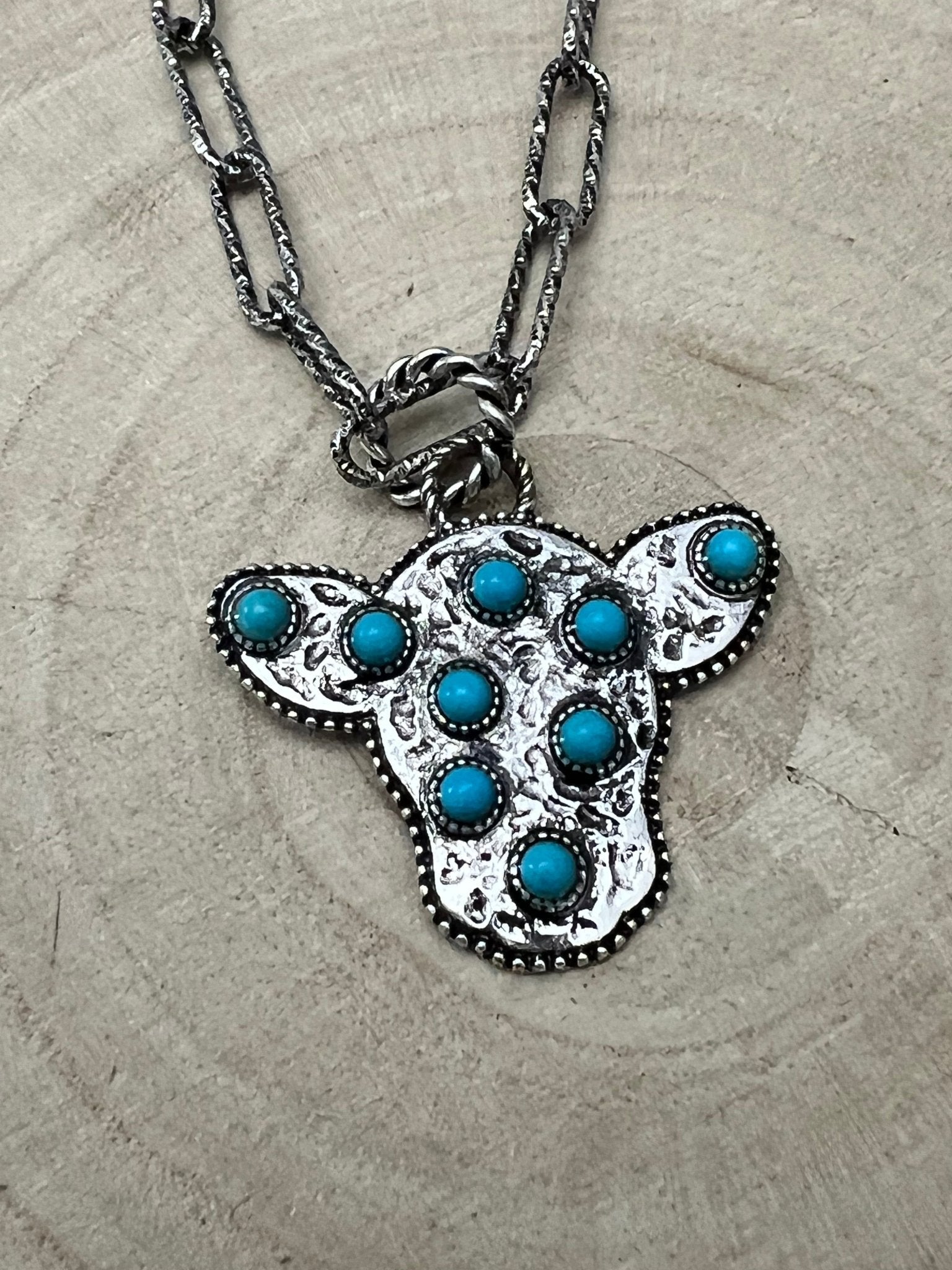 Cow Head Turquoise Pendant Necklace