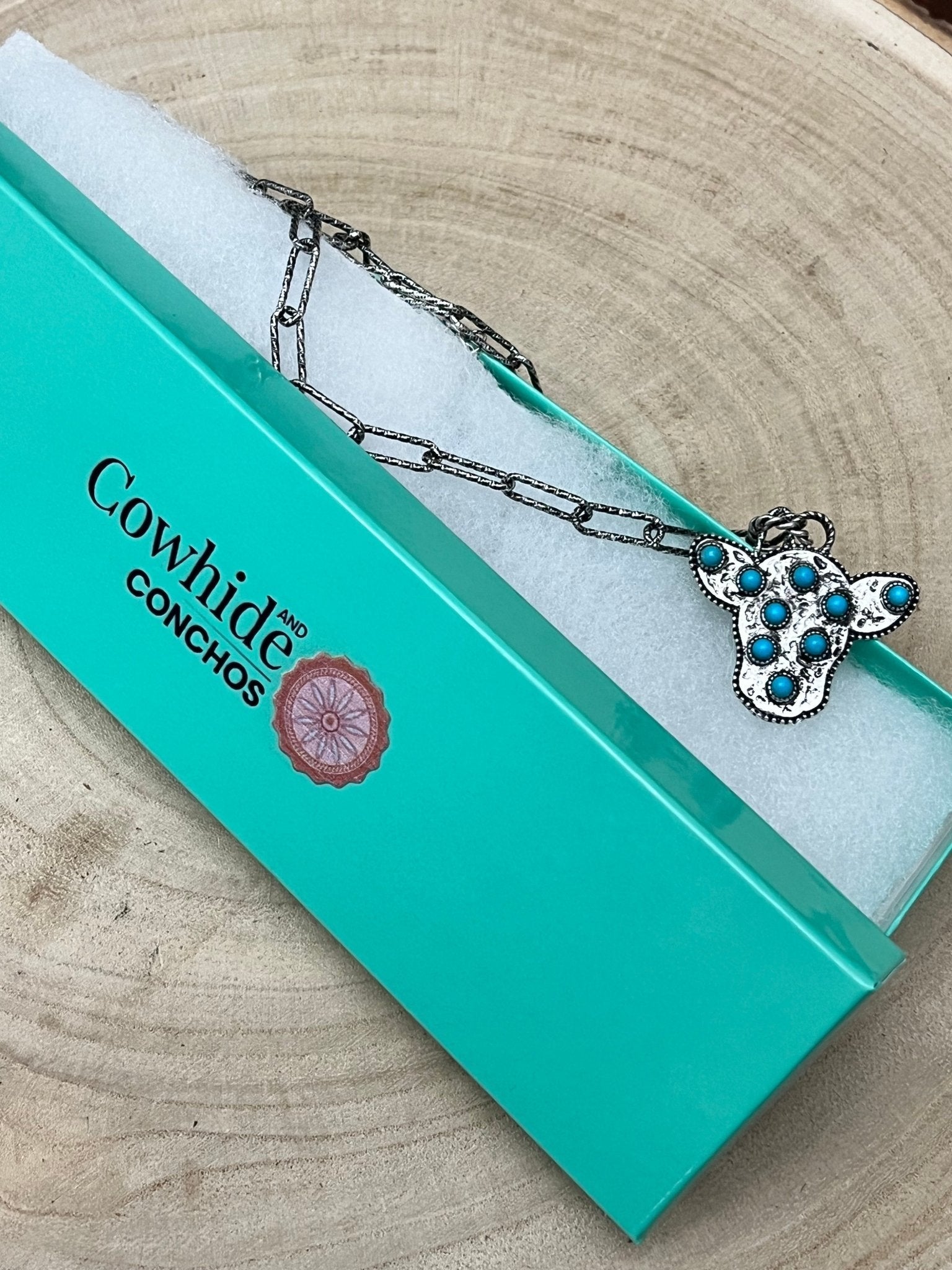 Cow Head Turquoise Pendant Necklace