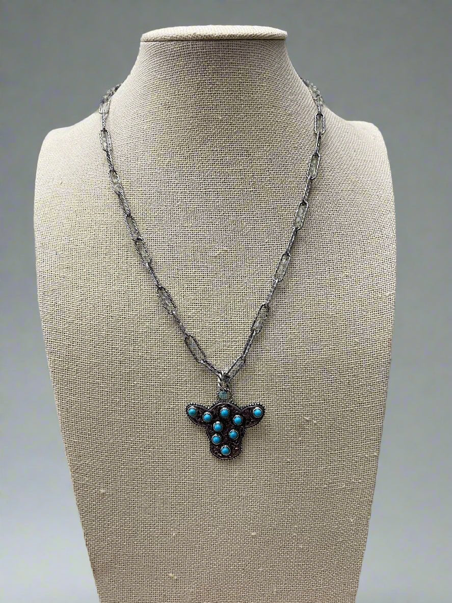 Cow Head Turquoise Pendant Necklace