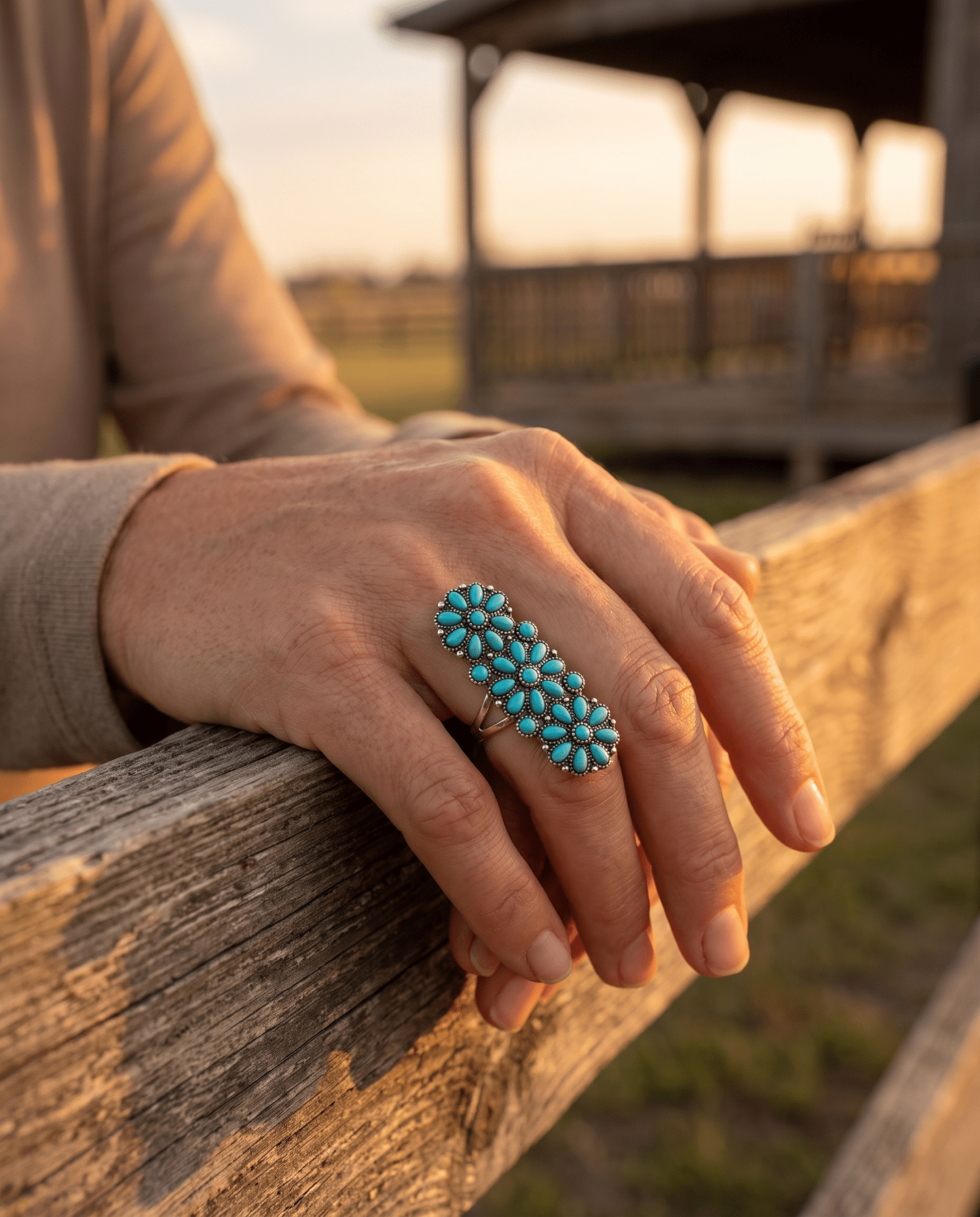 Desert Bloom Turquoise Cluster Ring