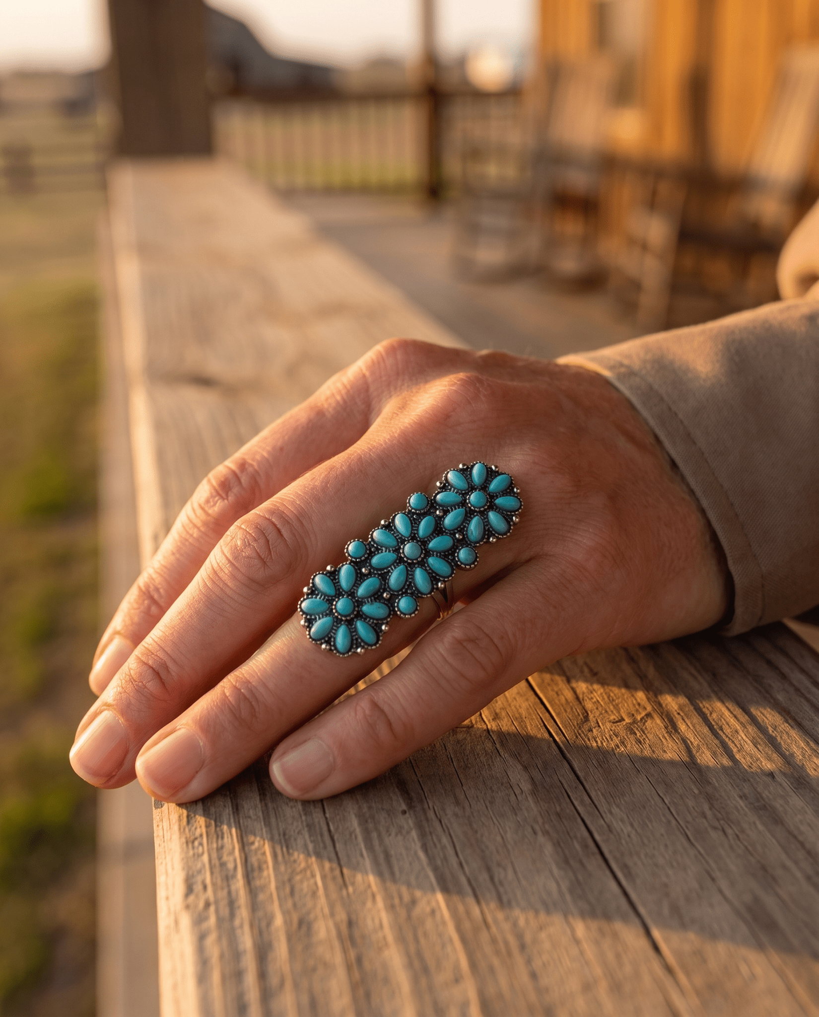 Desert Bloom Turquoise Cluster Ring