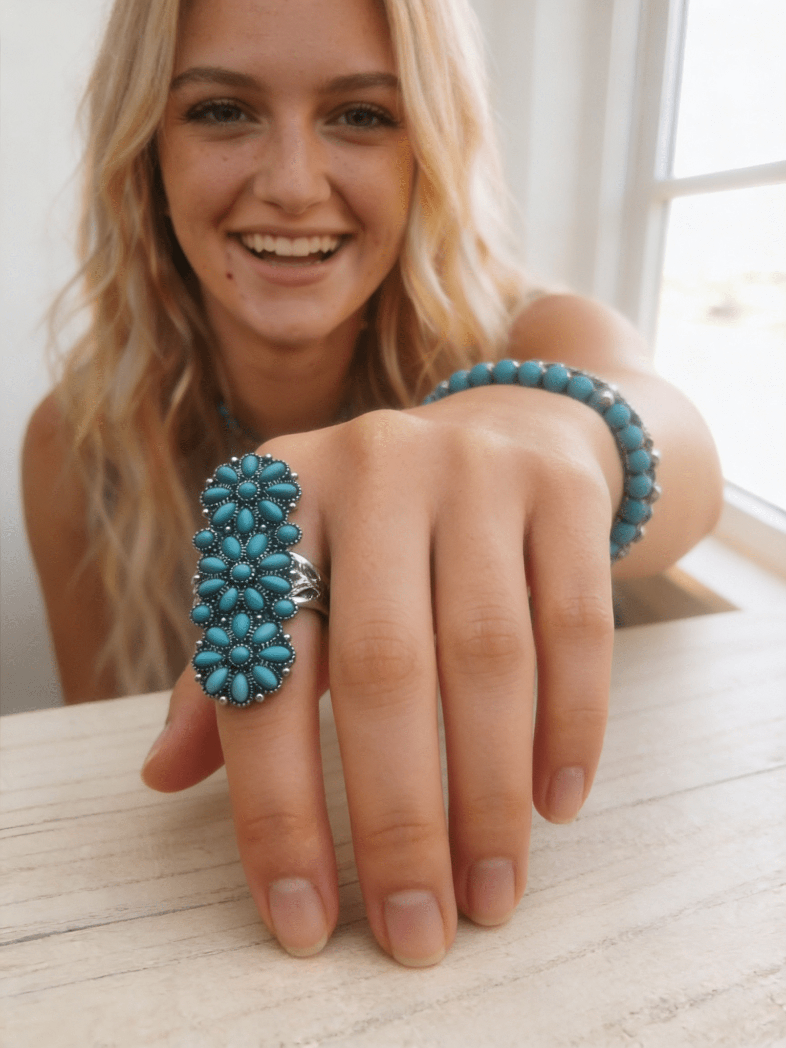 Desert Bloom Turquoise Cluster Ring