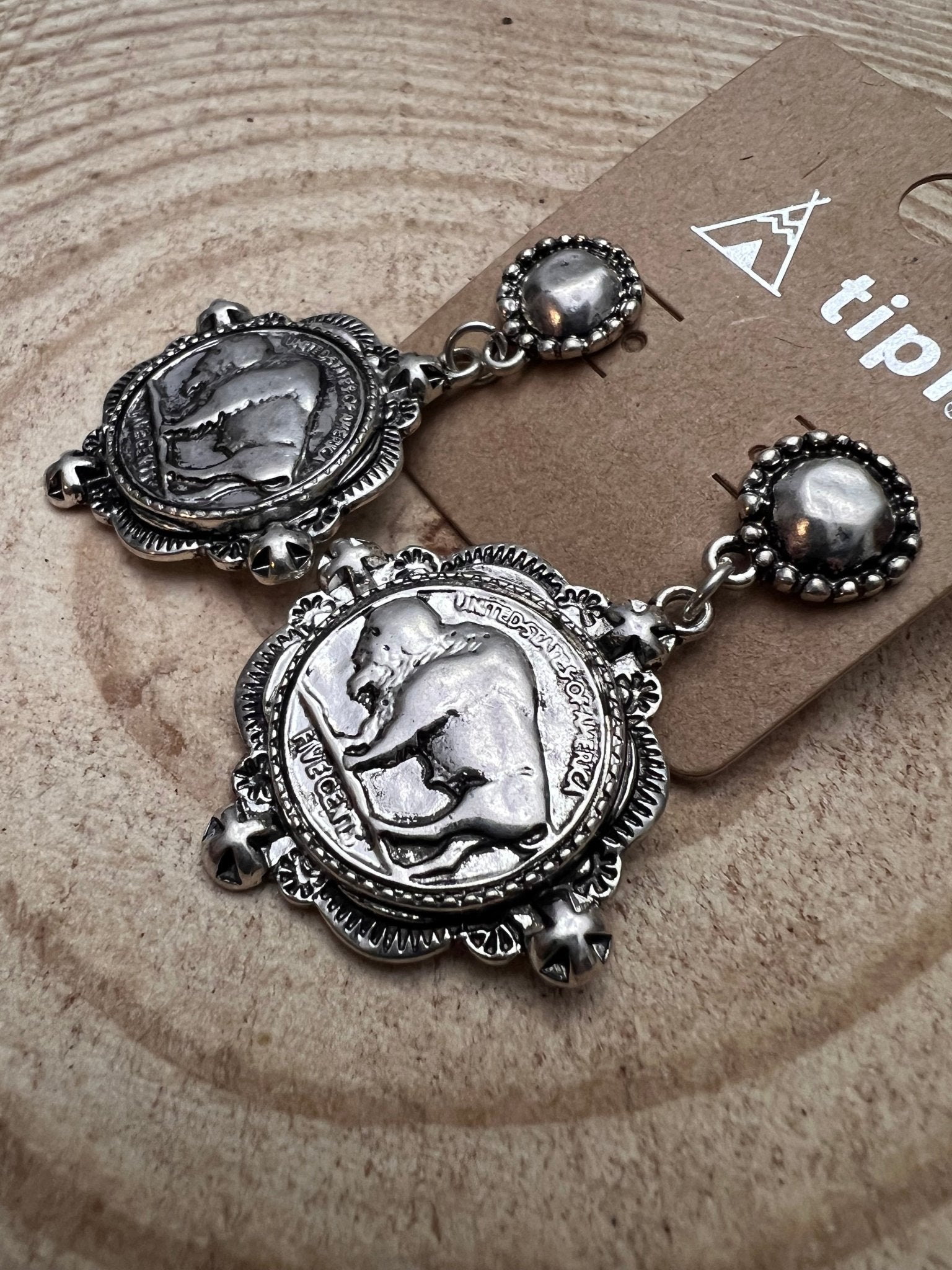 Buffalo Coin Stud Earrings