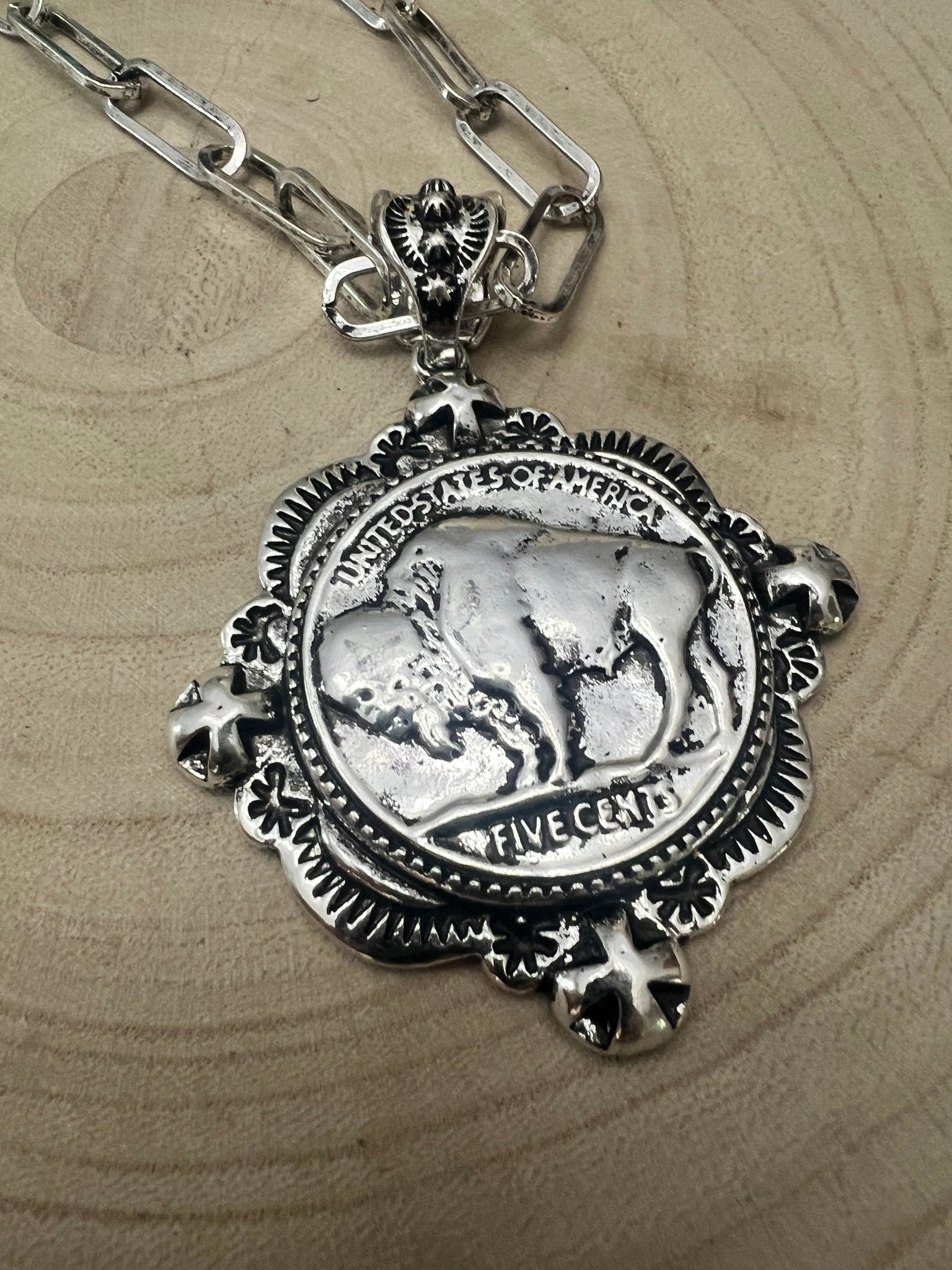 Buffalo Coin Necklace & Earring Set