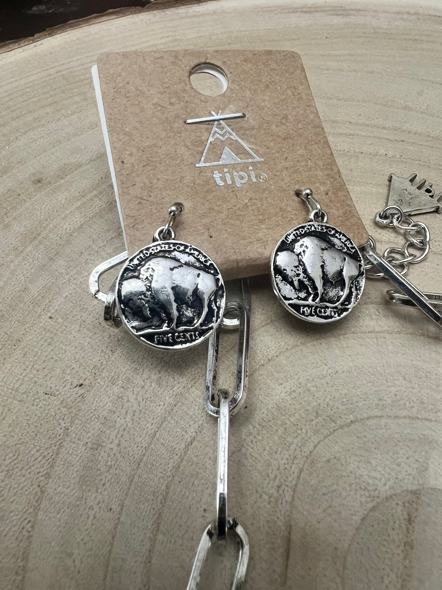 Buffalo Coin Necklace & Earring Set