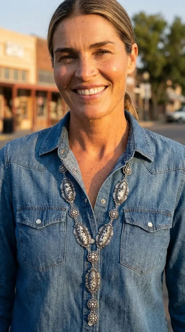 White Buffalo Lariat Necklace