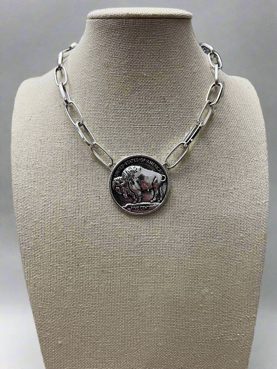 Buffalo Coin Choker & Earring Set