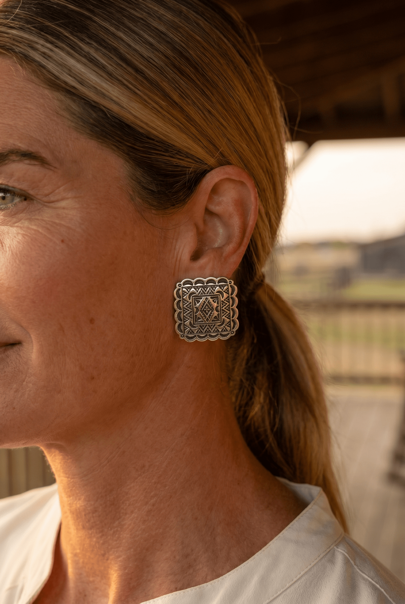 Square Concho Earrings