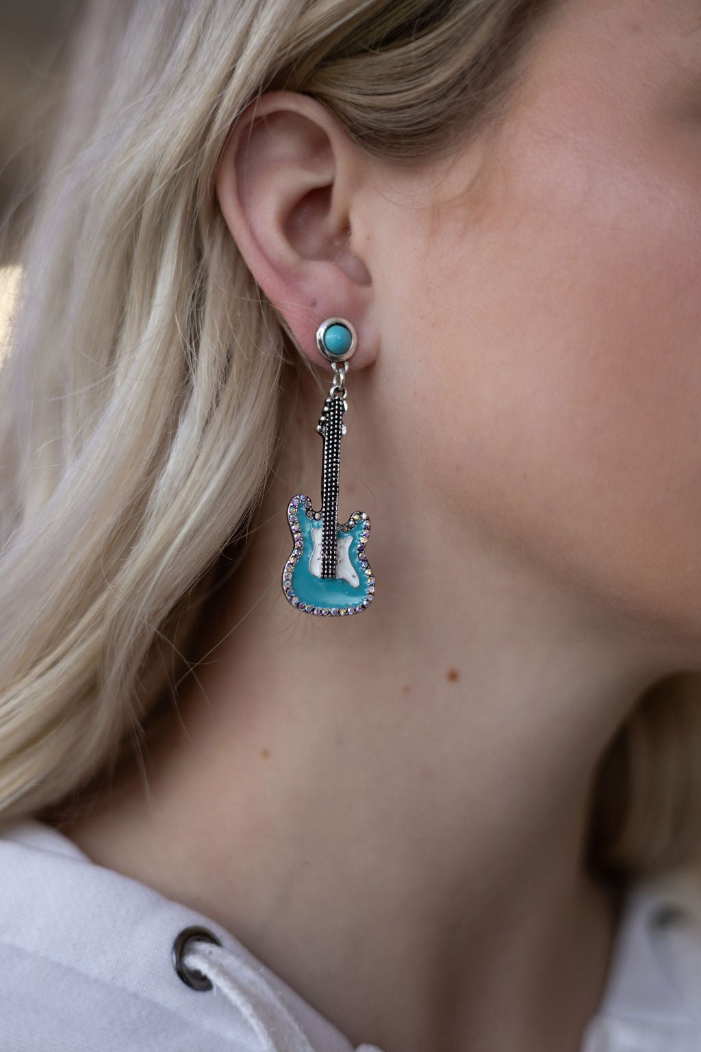 Turquoise Guitar Earrings