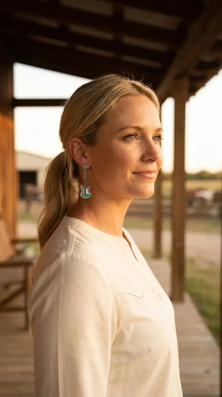 Turquoise Guitar Earrings