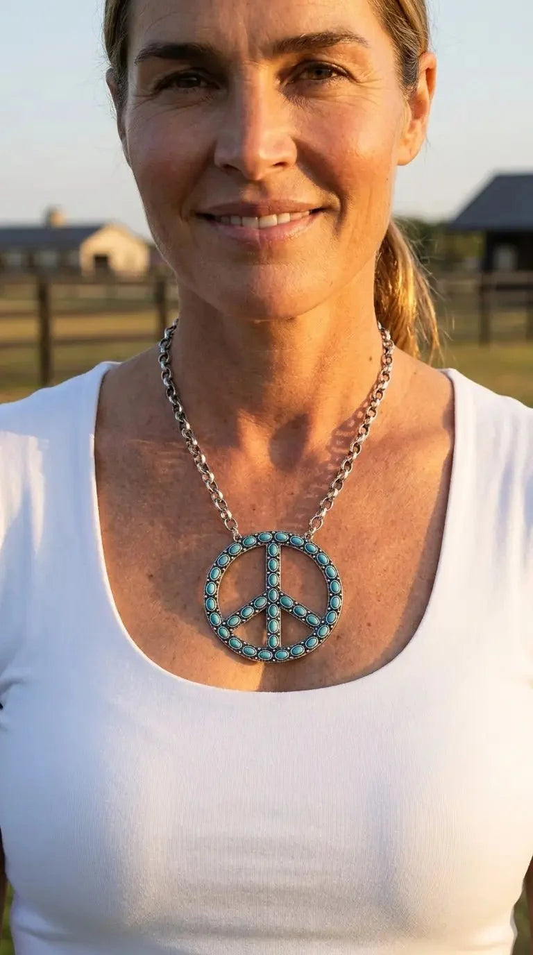 Turquoise Peace Pendant Necklace