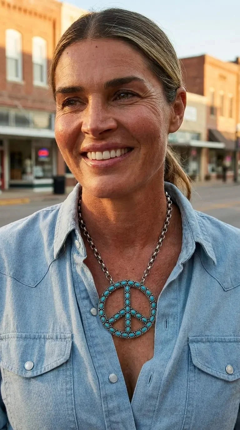 Turquoise Peace Pendant Necklace