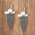Sparkle Cowgirl Hat Fringe Earrings – Rhinestone Tassel Dangle Jewelry