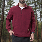 Wine Red Half-Zip Pine Forest Cropped